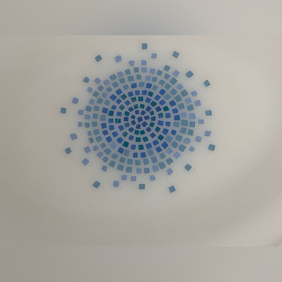 Anchor Hocking Fire King Blue Mosaic 12" Milk Glass Oval Serving Platter - Picture 2 of 7